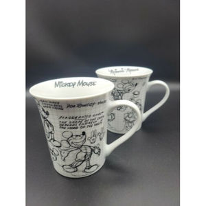 Two Sketch Book Black & White Mugs - Minnie and Mickey Mouse - New